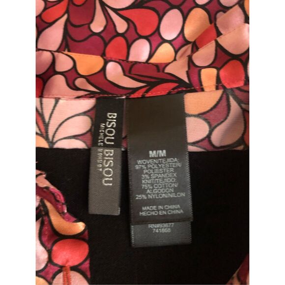 Bisou Bisou Michele Bohbot Sweater Size M Faux Collared Shirt Black V-Neck - Picture 10 of 11